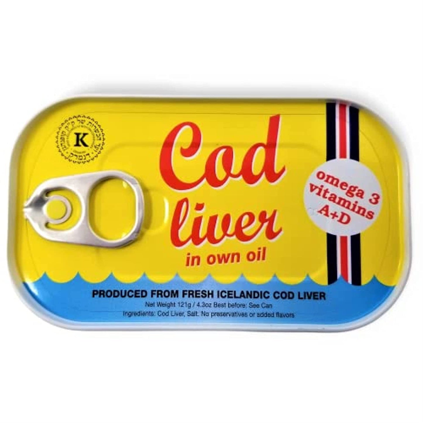 Threeline Icelandic Natural Cod Liver in Own Oil 121g / 4.3 Oz